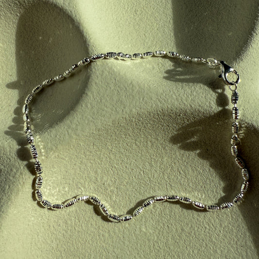 925 Sterling Silver Beaded Anklet