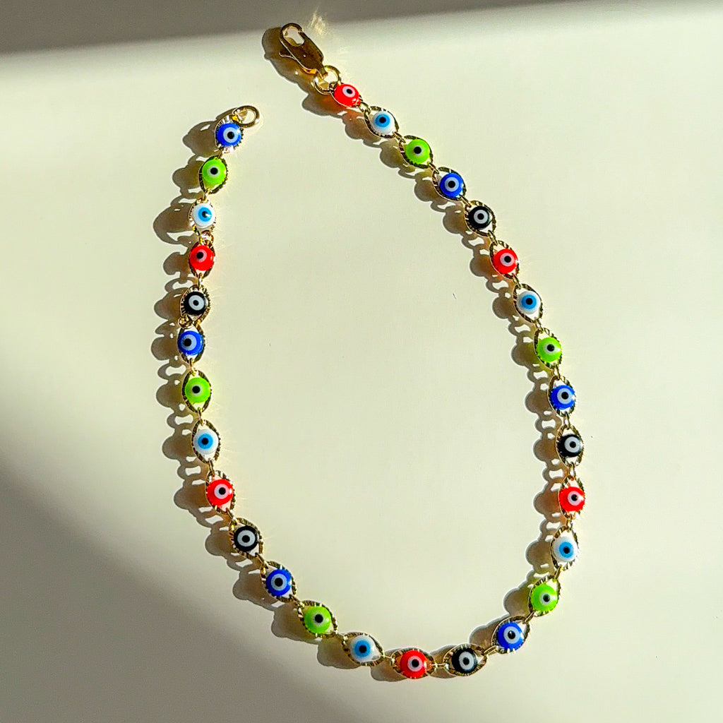 10” Multi Color Evil Eye Anklet