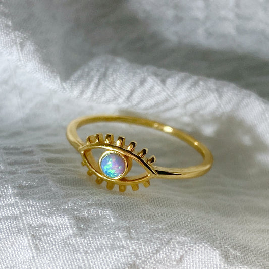 Opal Evil Eye Gold Vermeil Ring