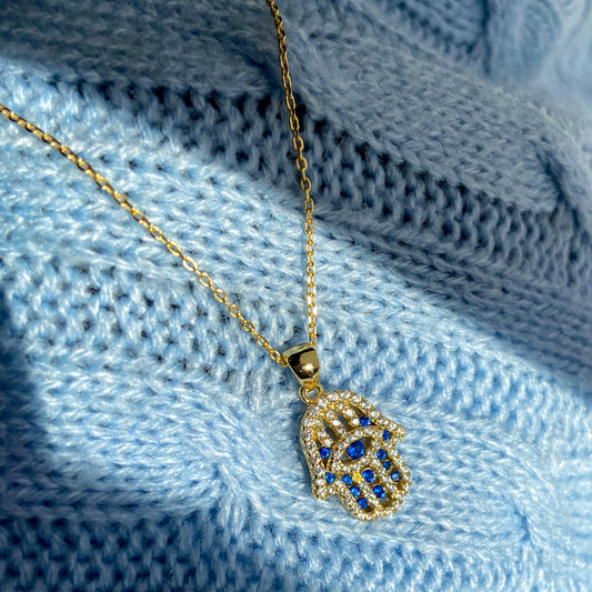 Hand of Hamsa Gold Vermeil Necklace