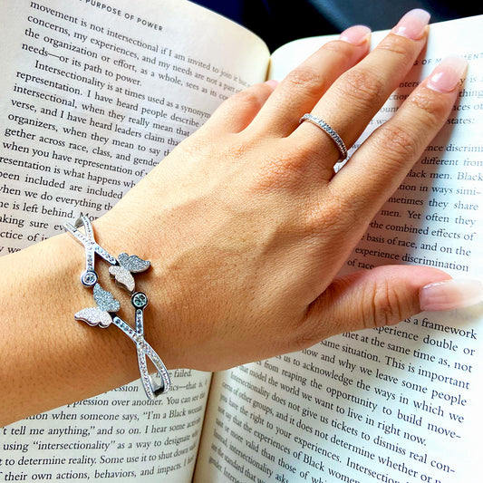 Silver Butterfly Bangle