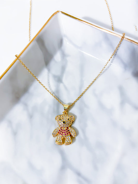 Polo Teddy Bear Inspired Gold-Filled Necklace