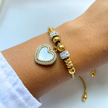 Gold-Filled & Silver-Plated Adjustable Heart Charm Bracelet