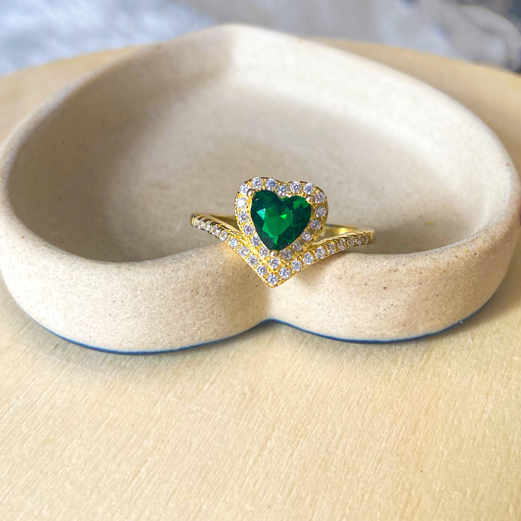 Gold Vermeil Emerald Green Ring