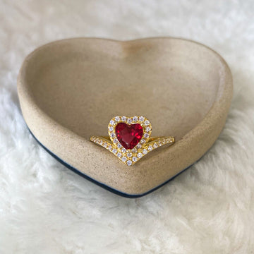 July's Heart Shaped Ruby Stone | Gold Vermeil