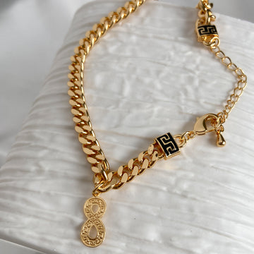 Gold-Filled Cuban Link Infinity Charm 10" Anklet