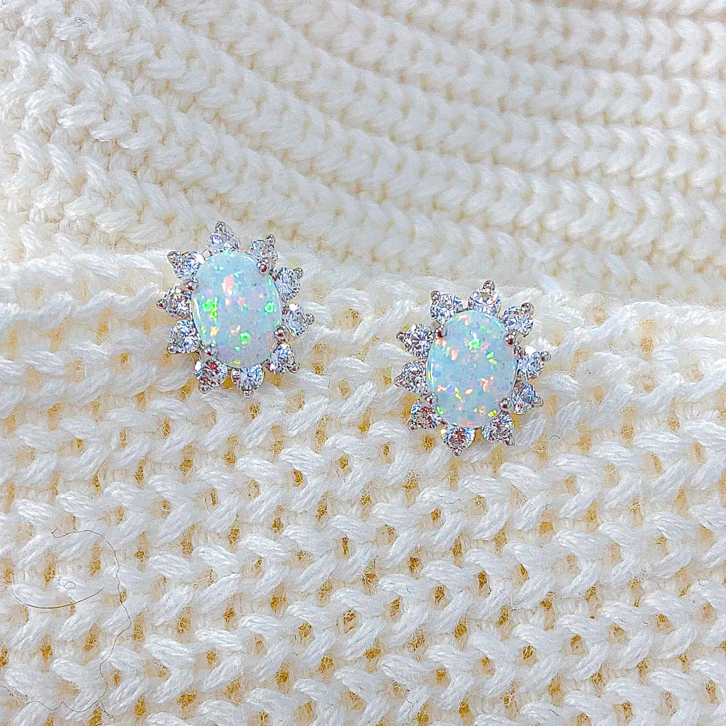Opal Stone Stud Queen Earrings