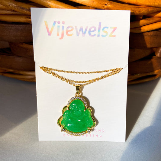Green Buddha Pendant Necklace