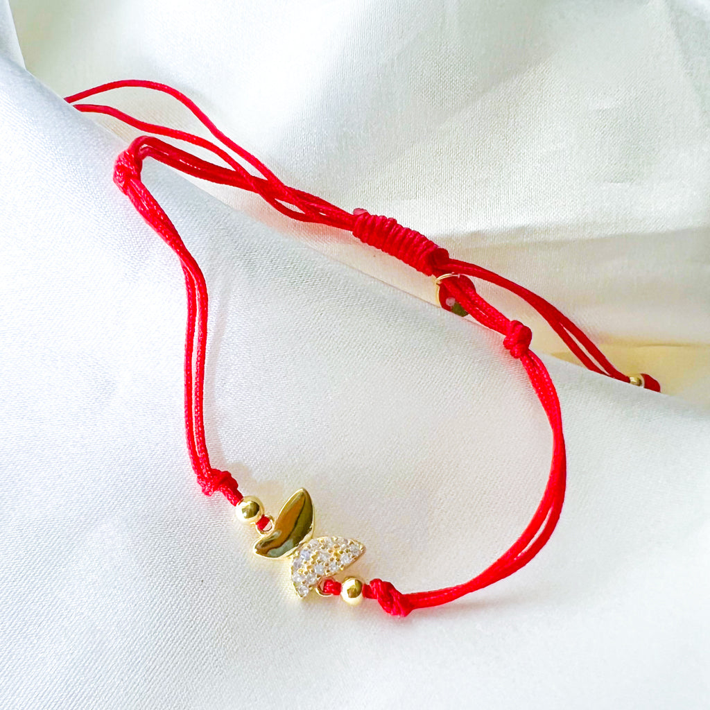 New Handmade Braided String Butterfly Bracelet For Women Red Rope